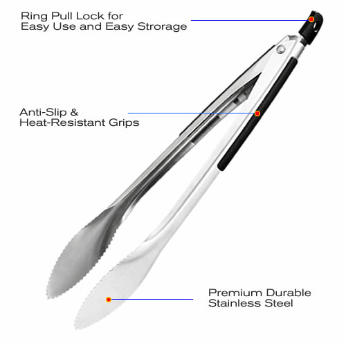 FT801-6 FT801 Stainless Steel Food Tongs - Image 2